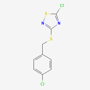 molecular formula C9H6Cl2N2S2 B3103931 5-Chloro-3-{[(4-chlorophenyl)methyl]sulfanyl}-1,2,4-thiadiazole CAS No. 1454-42-8