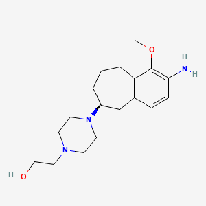molecular formula C18H29N3O2 B3103955 (S)-2-(4-(2-氨基-1-甲氧基-6,7,8,9-四氢-5H-苯并[7]环庚烯-6-基)哌嗪-1-基)乙醇 CAS No. 1454651-63-8