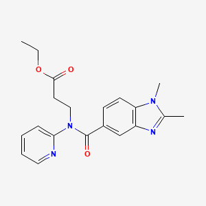 molecular formula C20H22N4O3 B3104022 ethyl 3-(1,2-dimethyl-N-(pyridin-2-yl)-1H-benzo[d]imidazole-5-carboxamido)propanoate CAS No. 1456889-80-7