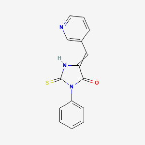 molecular formula C15H11N3OS B3104030 (5E)-2-mercapto-3-phenyl-5-(pyridin-3-ylmethylene)-3,5-dihydro-4H-imidazol-4-one CAS No. 145693-90-9