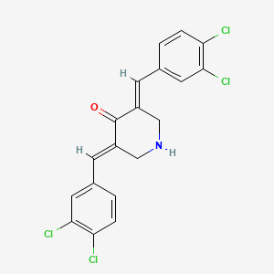 molecular formula C19H13Cl4NO B3104066 (3E,5E)-3,5-双[(3,4-二氯苯基)亚甲基]哌啶-4-酮 CAS No. 145888-79-5