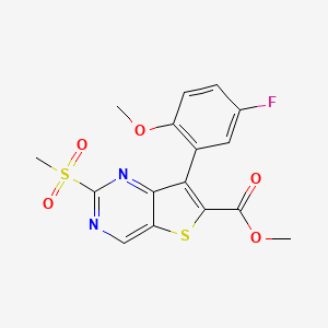 Methyl 7-(5-fluoro-2-methoxyphenyl)-2-(methylsulfonyl)thieno[3,2-d]pyrimidine-6-carboxylate