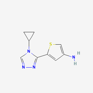 molecular formula C9H10N4S B3104200 5-(4-Cyclopropyl-4H-1,2,4-triazol-3-YL)thiophen-3-amine CAS No. 1464091-63-1