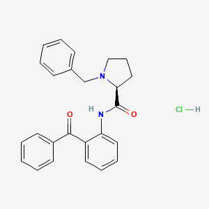 molecular formula C25H25ClN2O2 B3104408 2-Pyrrolidinecarboxamide, N-(2-benzoylphenyl)-1-(phenylmethyl)-, monohydrochloride, (2S)- CAS No. 147959-98-6