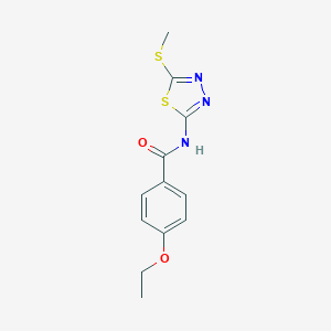 molecular formula C12H13N3O2S2 B310447 4-ethoxy-N-(5-(methylthio)-1,3,4-thiadiazol-2-yl)benzamide 