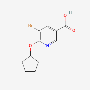 molecular formula C11H12BrNO3 B3104727 5-Bromo-6-(cyclopentyloxy)nicotinic acid CAS No. 1493777-43-7