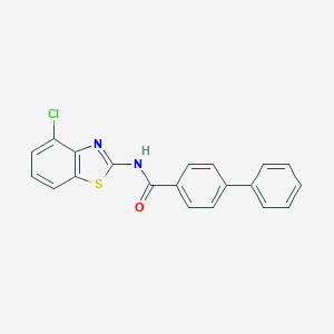 molecular formula C20H13ClN2OS B310477 N-(4-chloro-1,3-benzothiazol-2-yl)[1,1'-biphenyl]-4-carboxamide 