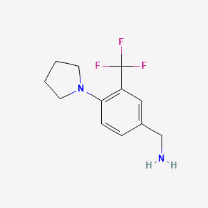 molecular formula C12H15F3N2 B3104803 (4-(Pyrrolidin-1-yl)-3-(trifluoromethyl)phenyl)methanamine CAS No. 1499890-32-2