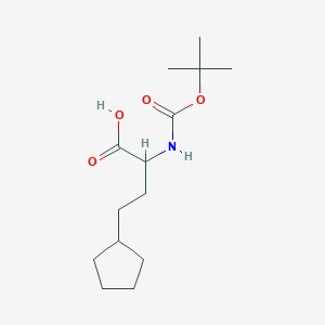 molecular formula C14H25NO4 B3104899 2-((Tert-butoxycarbonyl)amino)-4-cyclopentylbutanoic acid CAS No. 150588-14-0