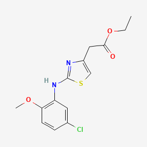molecular formula C14H15ClN2O3S B3105055 Ethyl 2-{2-[(5-chloro-2-methoxyphenyl)amino]-1,3-thiazol-4-yl}acetate CAS No. 1518199-97-7