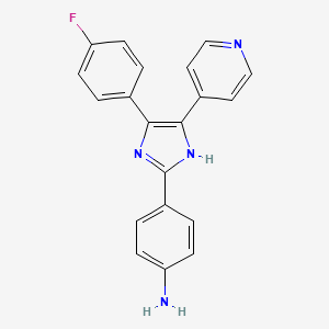 molecular formula C20H15FN4 B3105129 2-(4-Aminophenyl)-4-(4-fluorophenyl)-5-(4-pyridyl)-1H-imidazole CAS No. 152121-54-5