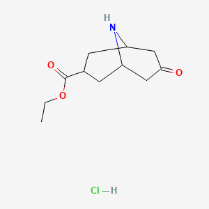 molecular formula C11H18ClNO3 B3105232 Ethyl 7-oxo-9-azabicyclo[3.3.1]nonane-3-carboxylate hydrochloride CAS No. 1523606-28-1