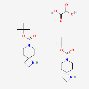 molecular formula C26H46N4O8 B3105263 Tert-butyl 1,7-diazaspiro[3.5]nonane-7-carboxylate hemioxalate CAS No. 1523617-82-4