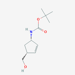 molecular formula C11H19NO3 B3105379 Tert-butyl (1s,4r)-4-(hydroxymethyl)cyclopent-2-enylcarbamate CAS No. 153011-43-9