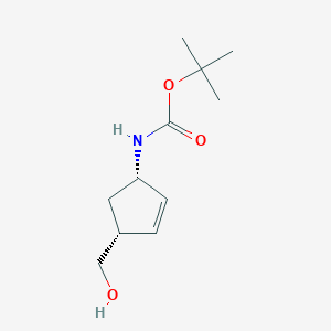 molecular formula C11H19NO3 B3105379 叔丁基 (1s,4r)-4-(羟甲基)环戊-2-烯基氨基甲酸酯 CAS No. 153011-43-9