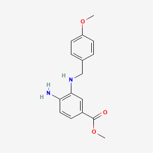 molecular formula C16H18N2O3 B3105720 Methyl 4-amino-3-[(4-methoxybenzyl)amino]benzoate CAS No. 1546157-42-9