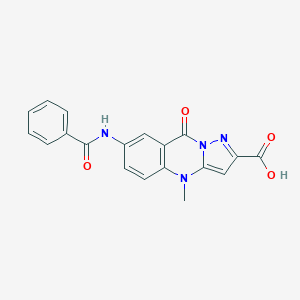 molecular formula C19H14N4O4 B031062 7-苯甲酰胺基-4-甲基-9-氧代吡唑并[5,1-b]喹唑啉-2-羧酸 CAS No. 77422-99-2