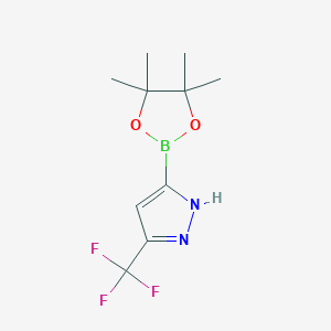 molecular formula C10H14BF3N2O2 B3106220 5-(4,4,5,5-Tetramethyl-1,3,2-dioxaborolan-2-YL)-3-(trifluoromethyl)-1H-pyrazole CAS No. 1573171-39-7