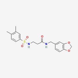 molecular formula C19H22N2O5S B3106306 N-(1,3-benzodioxol-5-ylmethyl)-3-[(3,4-dimethylphenyl)sulfonylamino]propanamide CAS No. 1579983-04-2