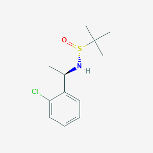 molecular formula C12H18ClNOS B3106463 (R)-N-((R)-1-(2-chlorophenyl)ethyl)-2-methylpropane-2-sulfinamide CAS No. 1588938-65-1