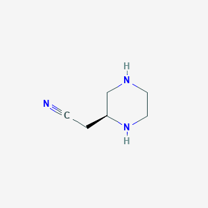 molecular formula C6H11N3 B3106468 (S)-2-(哌嗪-2-基)乙腈 CAS No. 1589082-26-7