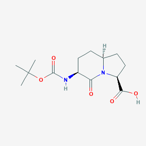 molecular formula C14H22N2O5 B3106508 (3S,6S,8aS)-6-((tert-Butoxycarbonyl)amino)-5-oxooctahydroindolizine-3-carboxylic acid CAS No. 159303-50-1