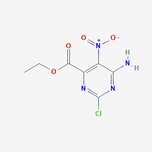 molecular formula C7H7ClN4O4 B3106538 Ethyl 6-amino-2-chloro-5-nitropyrimidine-4-carboxylate CAS No. 15949-13-0