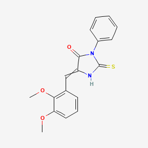 molecular formula C18H16N2O3S B3106629 (5E)-5-(2,3-dimethoxybenzylidene)-2-mercapto-3-phenyl-3,5-dihydro-4H-imidazol-4-one CAS No. 15985-19-0