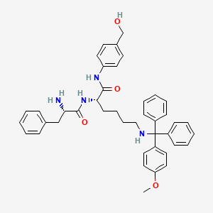 molecular formula C42H46N4O4 B3106658 (S)-2-((S)-2-amino-3-phenyl-propionylamino)-6-{[(4-methoxy-phenyl)-diphenyl-methyl]-amino}-hexanoic acid (4-hydroxymethyl-phenyl)-amide CAS No. 159857-64-4