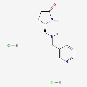 molecular formula C11H17Cl2N3O B3106879 (5S)-5-{[(3-Pyridinylmethyl)amino]methyl}-2-pyrrolidinone dihydrochloride CAS No. 1609388-34-2