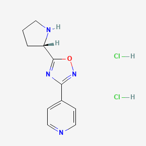 molecular formula C11H14Cl2N4O B3106901 4-{5-[(2S)-2-吡咯烷基]-1,2,4-恶二唑-3-基}吡啶二盐酸盐 CAS No. 1609388-48-8