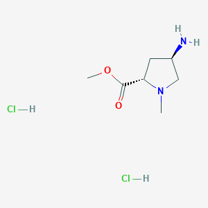 molecular formula C7H16Cl2N2O2 B3106904 Methyl (4R)-4-amino-1-methyl-L-prolinate dihydrochloride CAS No. 1609388-59-1