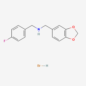 molecular formula C15H15BrFNO2 B3107046 (1,3-Benzodioxol-5-ylmethyl)(4-fluorobenzyl)amine hydrobromide CAS No. 1609400-44-3