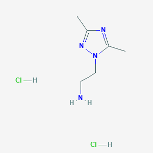 molecular formula C6H14Cl2N4 B3107067 [2-(3,5-二甲基-1H-1,2,4-三唑-1-基)乙基]胺二盐酸盐 CAS No. 1609400-69-2