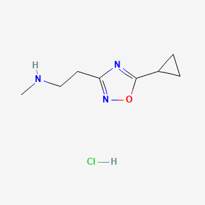 molecular formula C8H14ClN3O B3107087 [2-(5-Cyclopropyl-1,2,4-oxadiazol-3-yl)ethyl]methylamine hydrochloride CAS No. 1609400-94-3