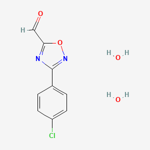 molecular formula C9H9ClN2O4 B3107118 3-(4-Chlorophenyl)-1,2,4-oxadiazole-5-carbaldehyde dihydrate CAS No. 1609403-15-7
