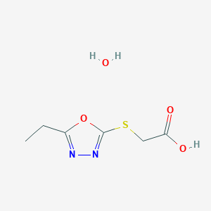 molecular formula C6H10N2O4S B3107177 [(5-Ethyl-1,3,4-oxadiazol-2-yl)thio]acetic acid hydrate CAS No. 1609404-21-8