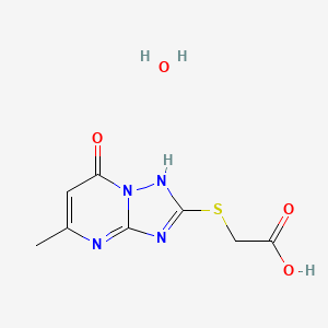 molecular formula C8H10N4O4S B3107216 [(7-羟基-5-甲基[1,2,4]三唑并[1,5-a]嘧啶-2-基)硫代]乙酸水合物 CAS No. 1609406-34-9