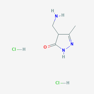 molecular formula C5H11Cl2N3O B3107249 4-(Aminomethyl)-5-methyl-2,4-dihydro-3H-pyrazol-3-one dihydrochloride CAS No. 1609406-66-7