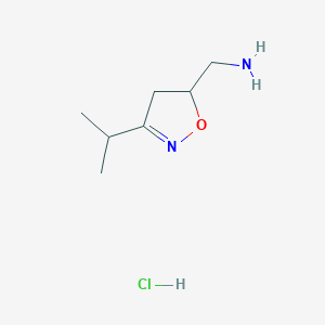 molecular formula C7H15ClN2O B3107414 [(3-Isopropyl-4,5-dihydro-5-isoxazolyl)methyl]amine hydrochloride CAS No. 1609407-96-6