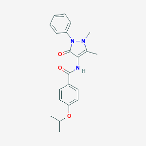 molecular formula C21H23N3O3 B310742 N-(1,5-dimethyl-3-oxo-2-phenyl-2,3-dihydro-1H-pyrazol-4-yl)-4-isopropoxybenzamide 