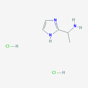 molecular formula C5H11Cl2N3 B3107441 [1-(1H-imidazol-2-yl)ethyl]amine dihydrochloride CAS No. 1609409-09-7