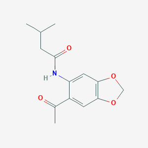 molecular formula C14H17NO4 B310755 N-(6-acetyl-1,3-benzodioxol-5-yl)-3-methylbutanamide 