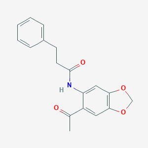 molecular formula C18H17NO4 B310764 N-(6-Acetyl-benzo[1,3]dioxol-5-yl)-3-phenyl-propionamide 
