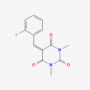 molecular formula C13H11IN2O3 B3107650 5-[(2-碘苯基)亚甲基]-1,3-二甲基-1,3-二氮杂环己烷-2,4,6-三酮 CAS No. 1616500-69-6