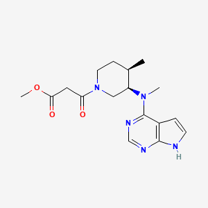 molecular formula C17H23N5O3 B3107652 1-Piperidinepropanoic acid, 4-methyl-3-(methyl-7H-pyrrolo[2,3-d]pyrimidin-4-ylamino)-beta-oxo-, methyl ester, (3R,4R)- CAS No. 1616761-01-3