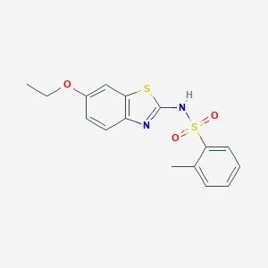 molecular formula C16H16N2O3S2 B310770 N-(6-ethoxy-1,3-benzothiazol-2-yl)-2-methylbenzenesulfonamide 