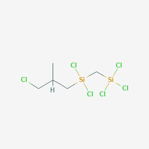 molecular formula C5H10Cl6Si2 B3107876 二氯(3-氯-2-甲基丙基)[(三氯甲硅烷基)甲基]硅烷 CAS No. 1627573-20-9