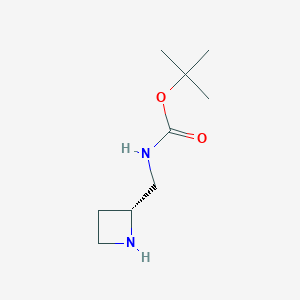 molecular formula C9H18N2O2 B3108124 (R)-tert-Butyl (azetidin-2-ylmethyl)carbamate CAS No. 1638744-81-6