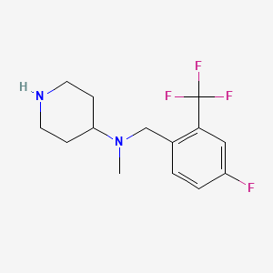 molecular formula C14H18F4N2 B3108170 N-[[4-fluoro-2-(trifluoromethyl)phenyl]methyl]-N-methyl-piperidin-4-amine CAS No. 1638766-35-4